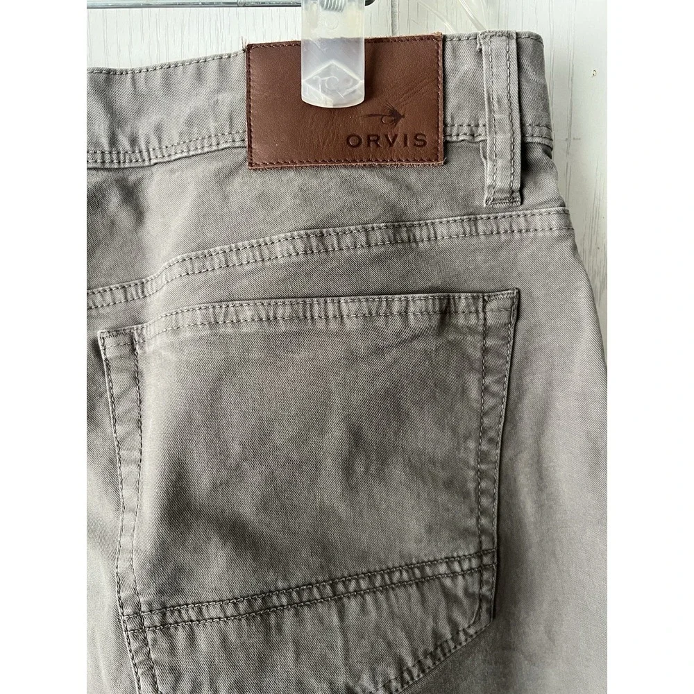 Orvis Five Pocket Pants Mens 35/36x30 Gray Stretch Cotton Straight Leg Casual